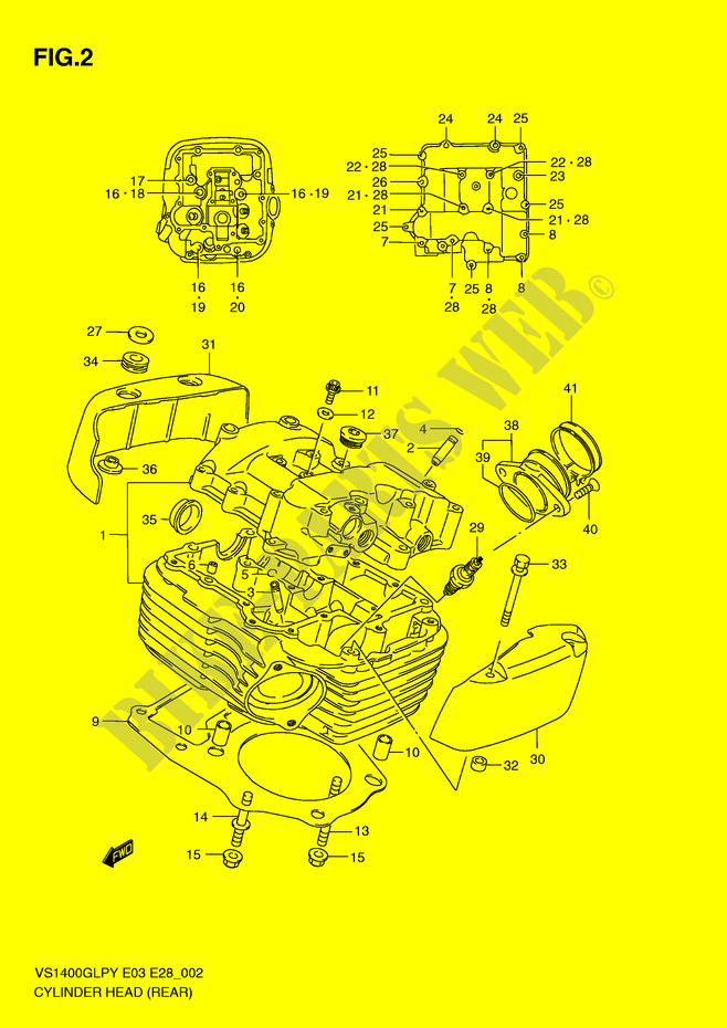 CYLINDER HEAD (REAR) for Suzuki INTRUDER 1400 1997
