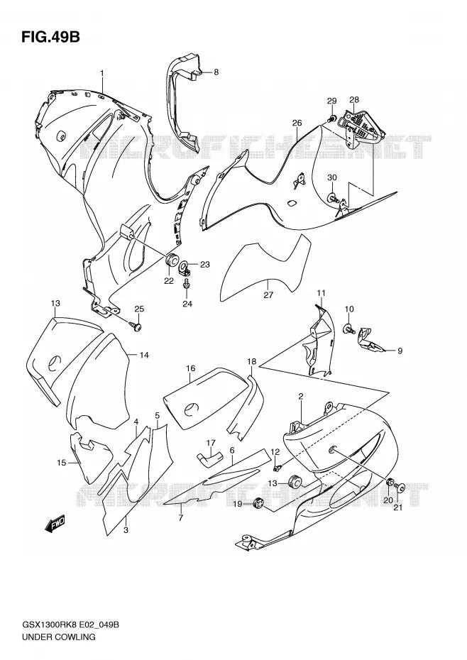 UNDER COWLING (MODEL L0) Suzuki MOTO 1300 HAYABUSA 2008  GSX1300RK8(E2)