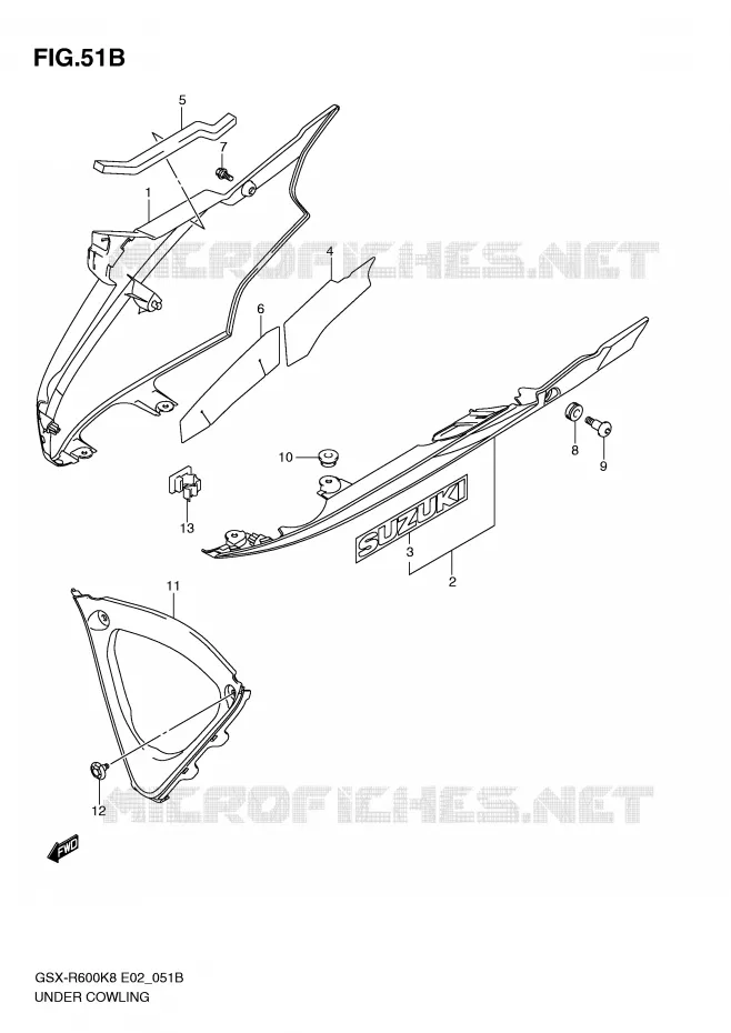 UNDER COWLING (MODEL L0) Suzuki MOTO 600 GSX-R 2009  GSX-R600K9(E2)