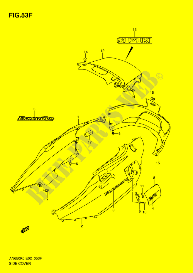 REAR FAIRING (AN650AL0) for Suzuki BURGMAN 650 2010