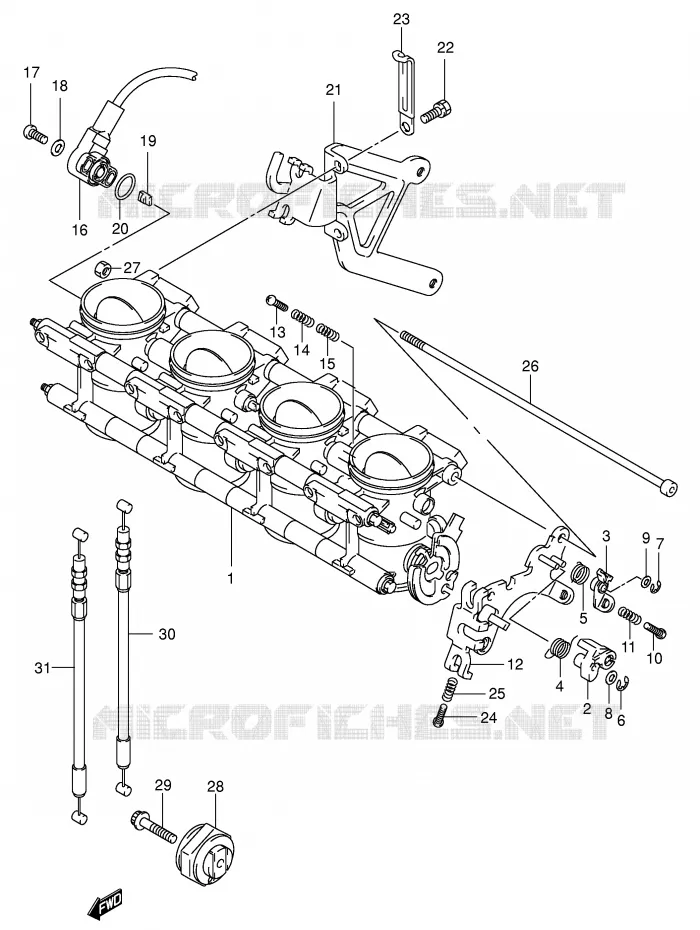 THROTTLE BODY (MODEL K1) Suzuki MOTO 750 GSX-R 2003  GSX-R750K3(E2)