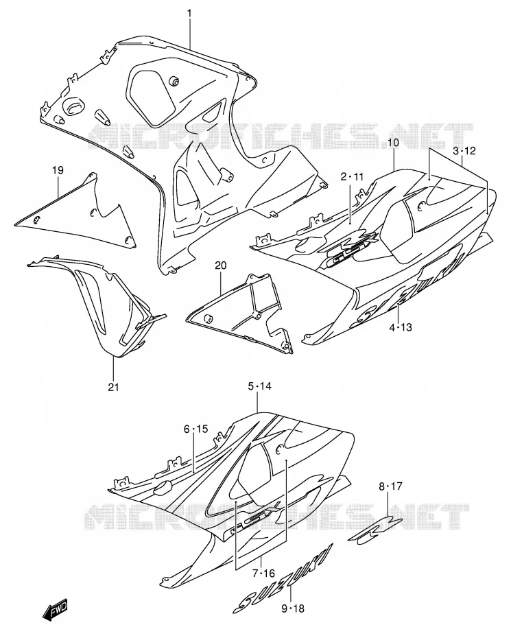 UNDER COWLING (MODEL Y) Suzuki MOTO 750 GSX-R 2000  GSX-R750U1Y(E2)