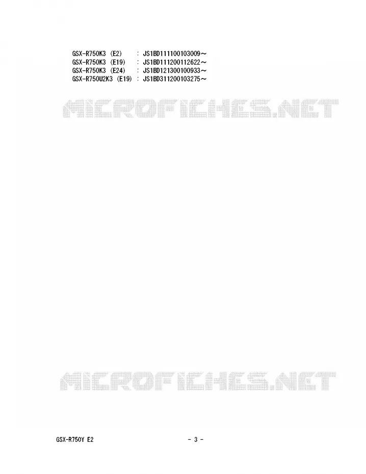 * CATALOG PREFACE * Suzuki MOTO 750 GSX-R 2001  GSX-R750U1K1(E2)
