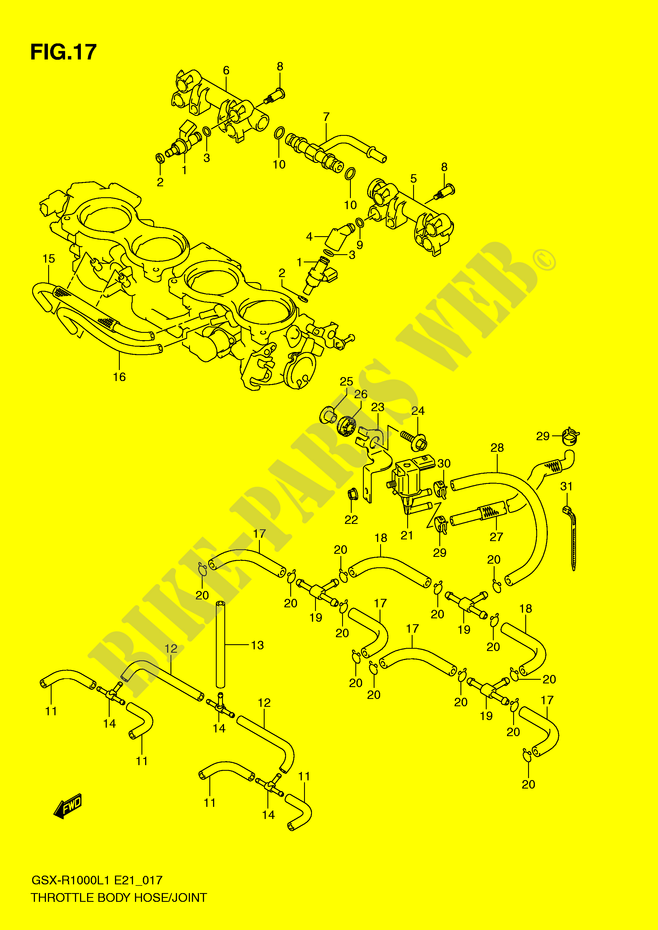 THROTTLE BODY HOSE/JOINT (GSX R1000L1 E14) for Suzuki GSX-R 1000 2012