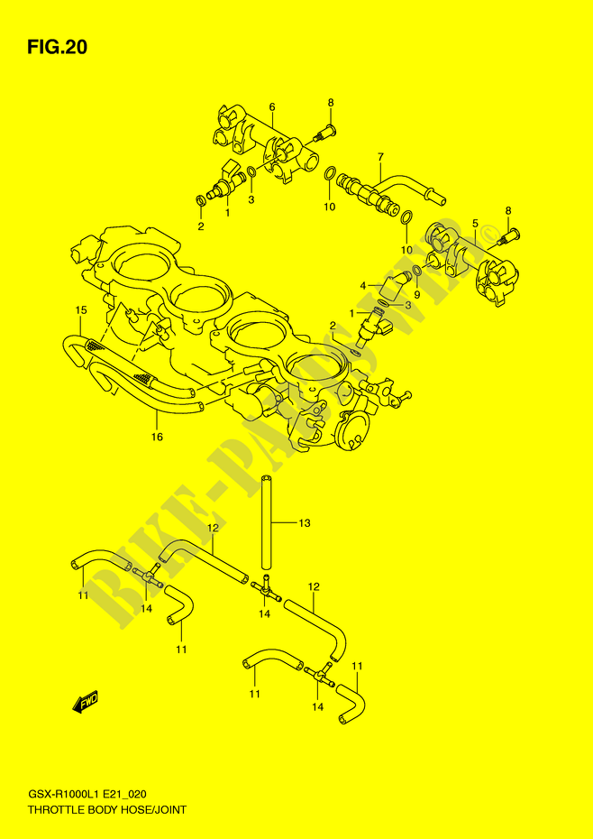 THROTTLE BODY HOSE/JOINT (GSX R1000L1 E51) for Suzuki GSX-R 1000 2012