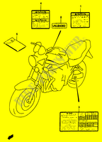 LABEL (MODEL T/V/W/X) for Suzuki BANDIT 1200 1996