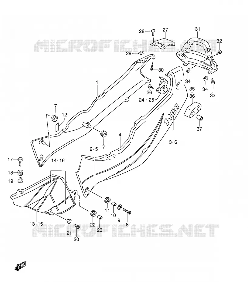 FAIRING (MODEL T) Suzuki MOTO 1100 GSX-R 1996  GSX-R1100WSKT(E28)
