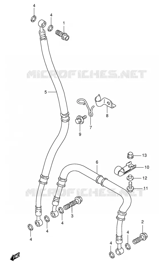 FRONT BRAKE HOSE (MODEL S/T/V/W) Suzuki MOTO 1100 GSX-R 1997  GSX-R1100WV(E2)