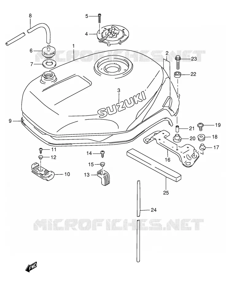 FUEL TANK (MODEL T) Suzuki MOTO 1100 GSX-R 1998  GSX-R1100WW(E2)