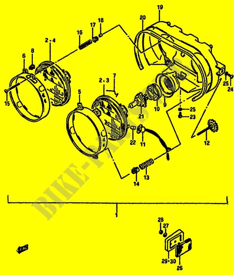 HEADLIGHT (MODEL F E1,2,4,6,15,16,17,21,22,24,25,39,53) for Suzuki GSX-R 750 1986