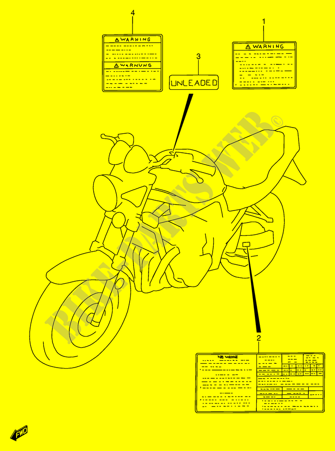 LABEL (MODEL T/V/W/X) for Suzuki BANDIT 600 1996