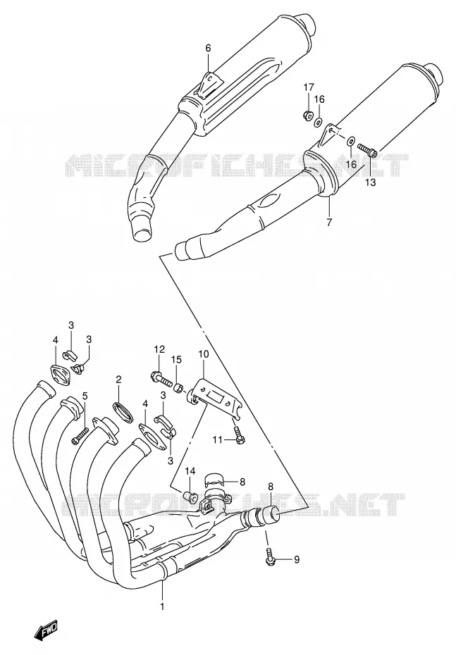 MUFFLER (MODEL P/R) Suzuki MOTO 1100 GSX-R 1997  GSX-R1100WV(E2)