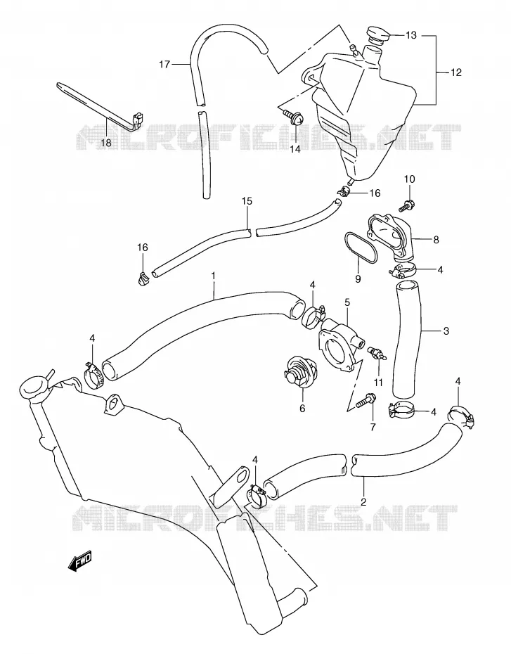 RADIATOR HOSE - EXPANSION TANK Suzuki MOTO 600 GSX-R 2000  GSX-R600Y(E2)