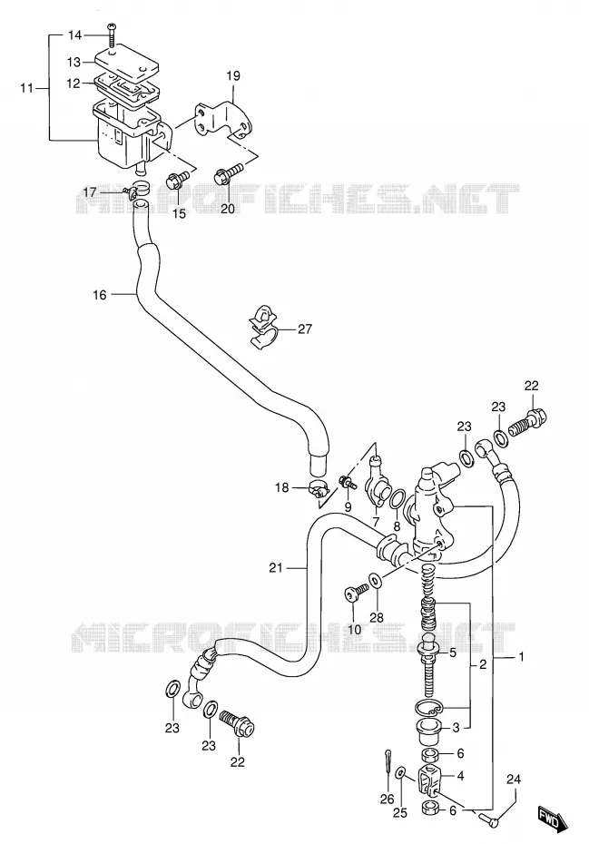 REAR BRAKE MASTER CYLINDER (MODEL P/R) Suzuki MOTO 1100 GSX-R 1995  GSX-R1100WS(E2)