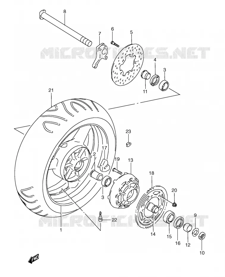REAR WHEEL (MODEL V/W/X) Suzuki MOTO 600 GSX-R 1999  GSX-R600X(E2)