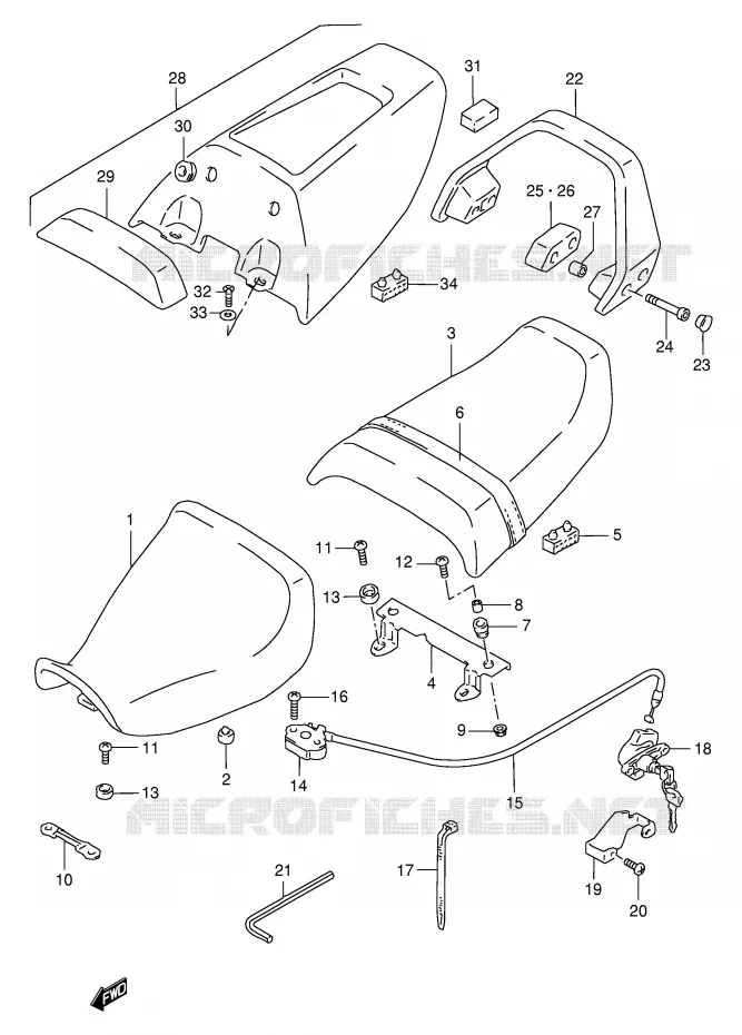 SEAT (MODEL S/T/V/W) Suzuki MOTO 1100 GSX-R 1996  GSX-R1100WT(E2)