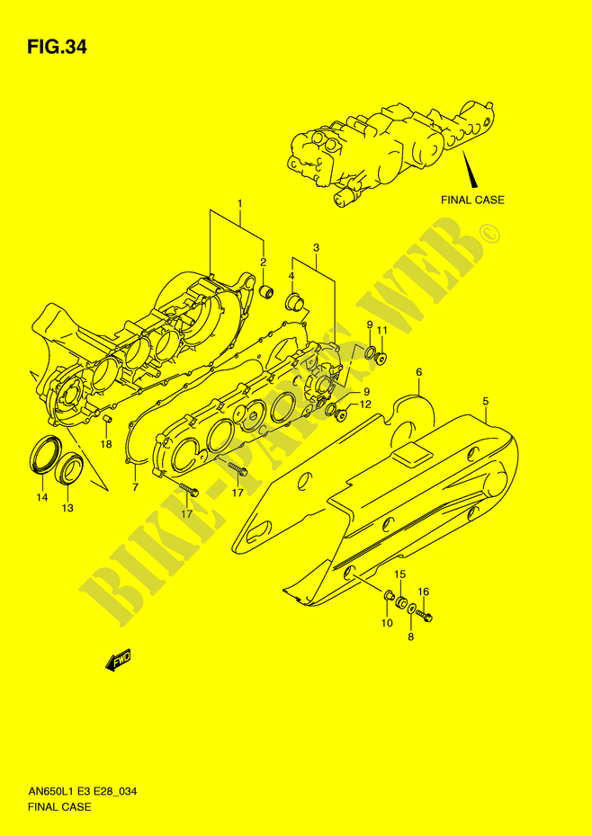 LEFT FINAL GEAR CASE (AN650L1 E3) for Suzuki BURGMAN 650 2011
