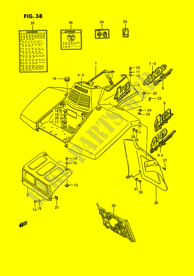 FRONT FENDER (MODEL H/J/K/L) for Suzuki QUADRUNNER 250 1995