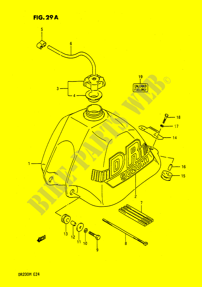 FUEL TANK (MODEL J/K/M) for Suzuki DR 200 1989