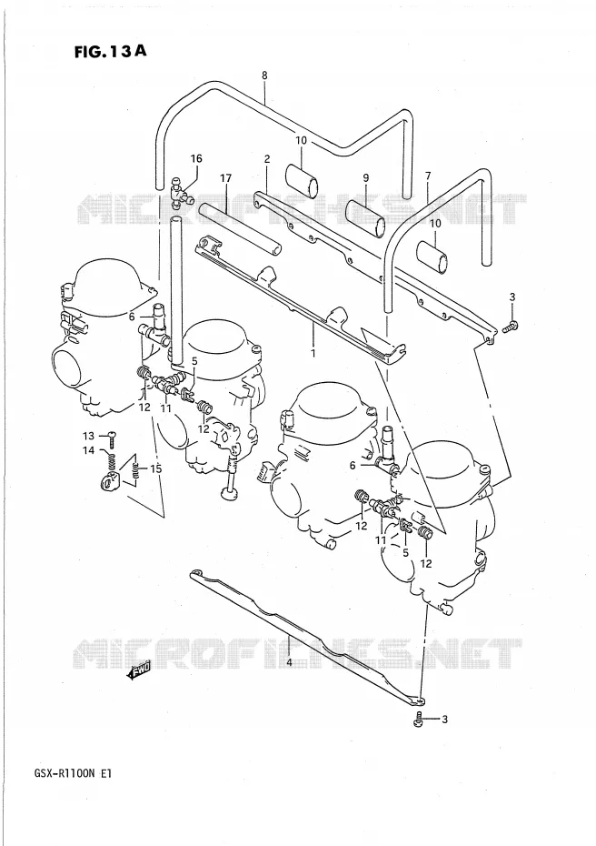 CARBURETOR FITTINGS (E18,E39) Suzuki MOTO 1100 GSX-R 1991  GSX-R1100M(E1)
