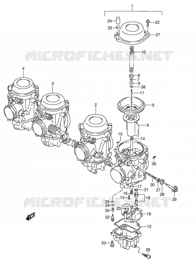 CARBURETOR (MODEL P/R/S/T) Suzuki MOTO 1100 GSX-R 1993  GSX-R1100WP(E28)