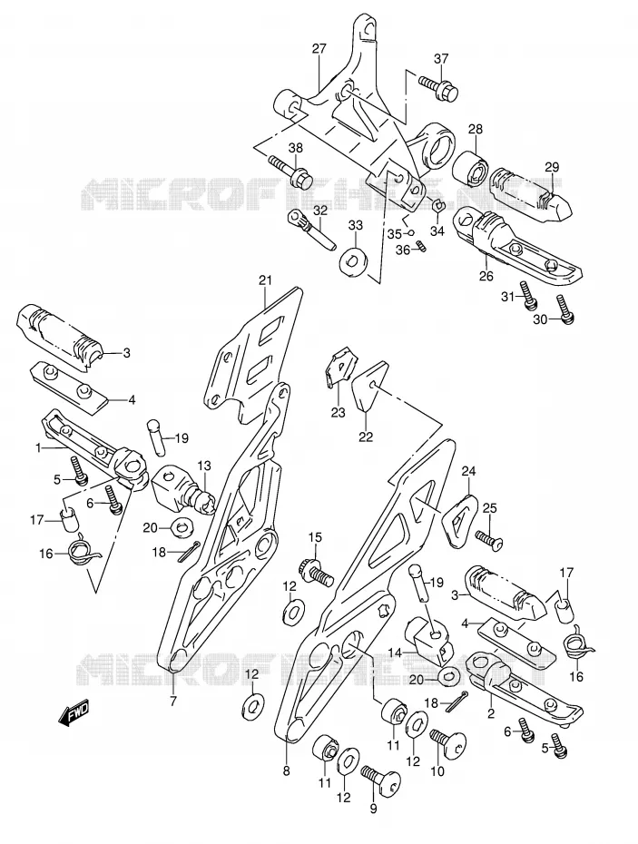 FOOTREST (MODEL P/R) Suzuki MOTO 1100 GSX-R 1998  GSX-R1100WW(E28)