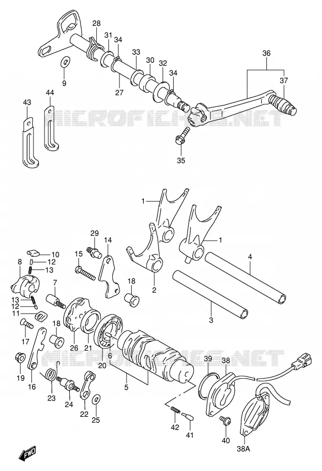 GEAR SHIFTING ASSY (MODEL T/V/W) Suzuki MOTO 1100 GSX-R 1995  GSX-R1100WS(E2)