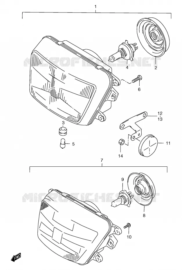 HEADLIGHT (GSF1200ST/SV/SW/SX/SY/SAV/SAW/SAX/SAY) Suzuki MOTO 1200 BANDIT 1996  GSF1200ST(E2)