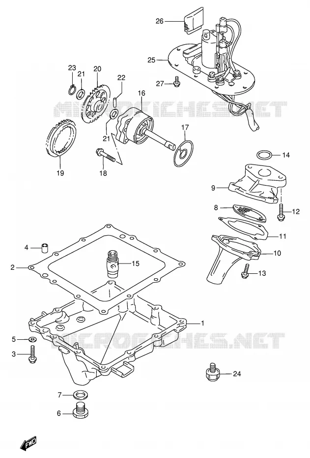 OIL PAN - OIL PUMP - FUEL PUMP (MODEL T/V) Suzuki MOTO 750 GSX-R 1996  GSX-R750T(E2)