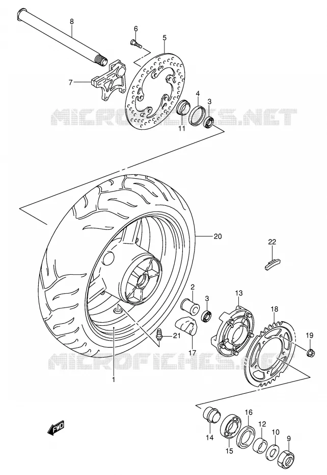 REAR WHEEL (GSX-R600K4/U2K4/U3K4/K5/U2K5/U3K5) Suzuki MOTO 600 GSX-R 2005  GSX-R600U3XK5(E2)