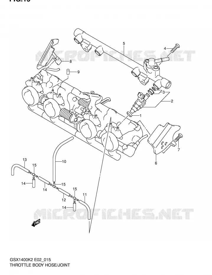 THROTTLE BODY HOSE/JOINT (MODEL K2) Suzuki MOTO 1400 GSX 2005  GSX1400K5(E2)