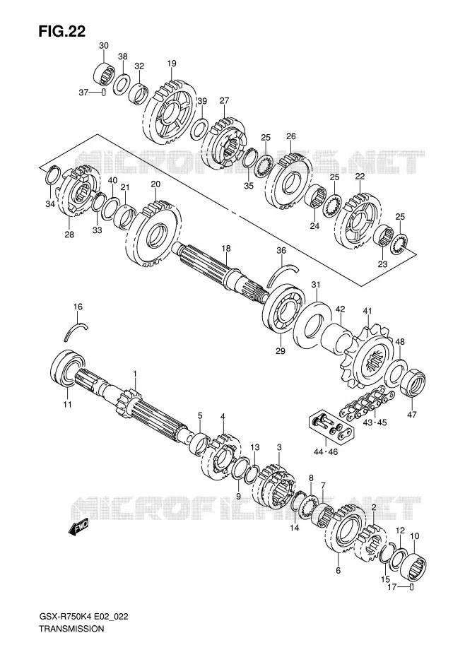TRANSMISSION Suzuki MOTO 750 GSX-R 2005  GSX-R750K5(E2)