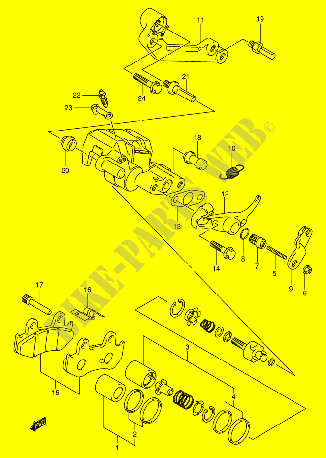 REAR CALIPER (MODEL K1/K2) for Suzuki BURGMAN 250 1998