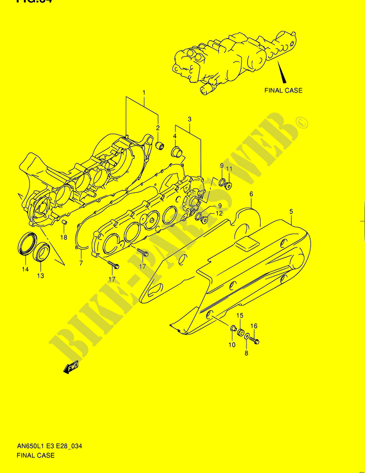 LEFT FINAL GEAR CASE (AN650L1 E03) for Suzuki BURGMAN 650 2011