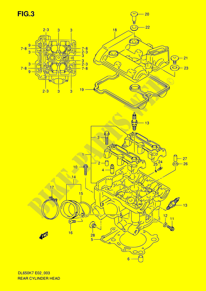 REAR CYLINDER HEAD for Suzuki V-STROM 650 2007