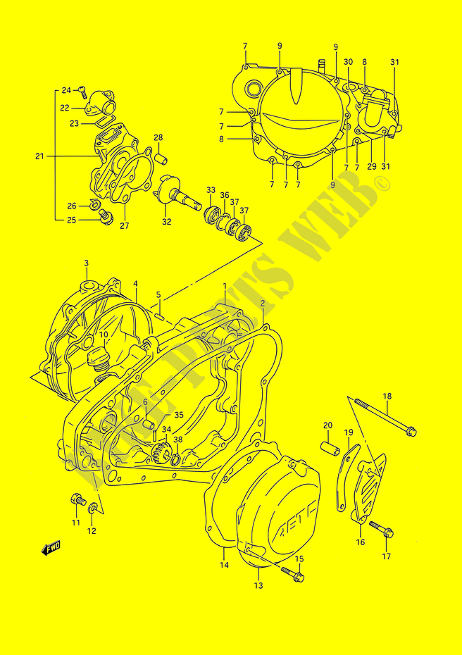CRANKCASE COVER   WATER PUMP (MODELE L/M/N) for Suzuki RM 250 1992