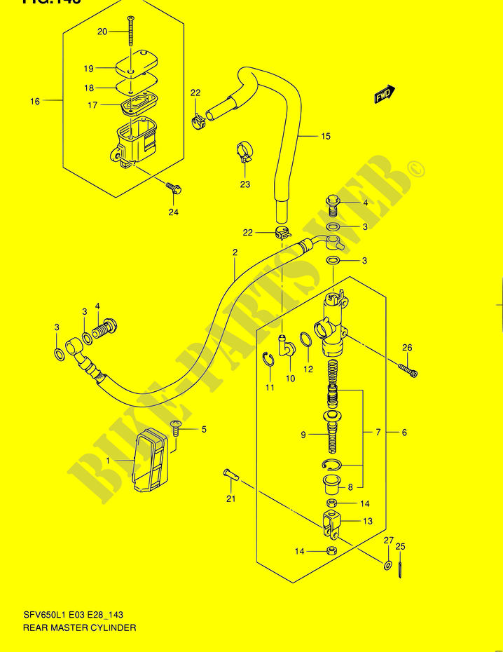 REAR BRAKE MASTER CYLINDER (SFV650L1 E28) for Suzuki GLADIUS 650 2011