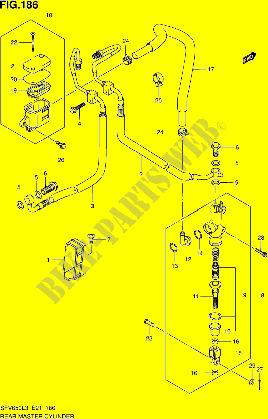 REAR BRAKE MASTER CYLINDER (SFV650AUEL3 E21) for Suzuki GLADIUS 650 2014
