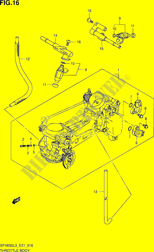 THROTTLE BODY (SFV650AUEL3 E21) for Suzuki GLADIUS 650 2014