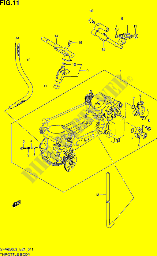 THROTTLE BODY (SFV650L3 E21) for Suzuki GLADIUS 650 2014