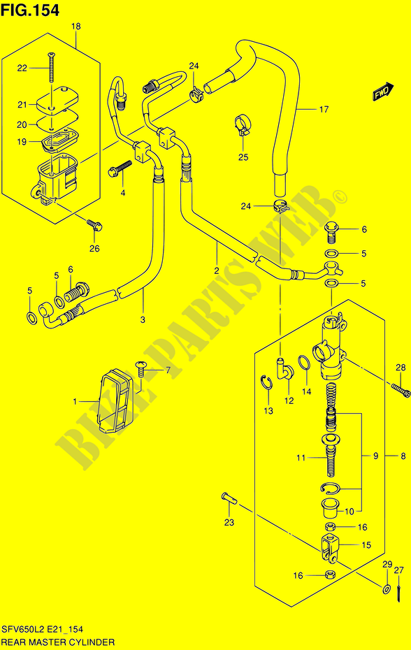 REAR BRAKE MASTER CYLINDER (SFV650AL2 E21) for Suzuki GLADIUS 650 2012