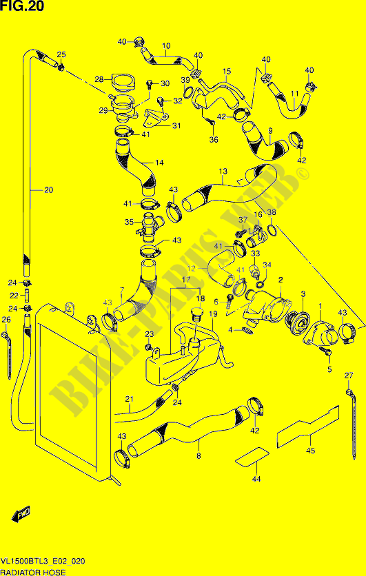 RADIATOR HOSE   EXPANSION TANK (VL1500BTL3 E24) for Suzuki INTRUDER 1500 2013