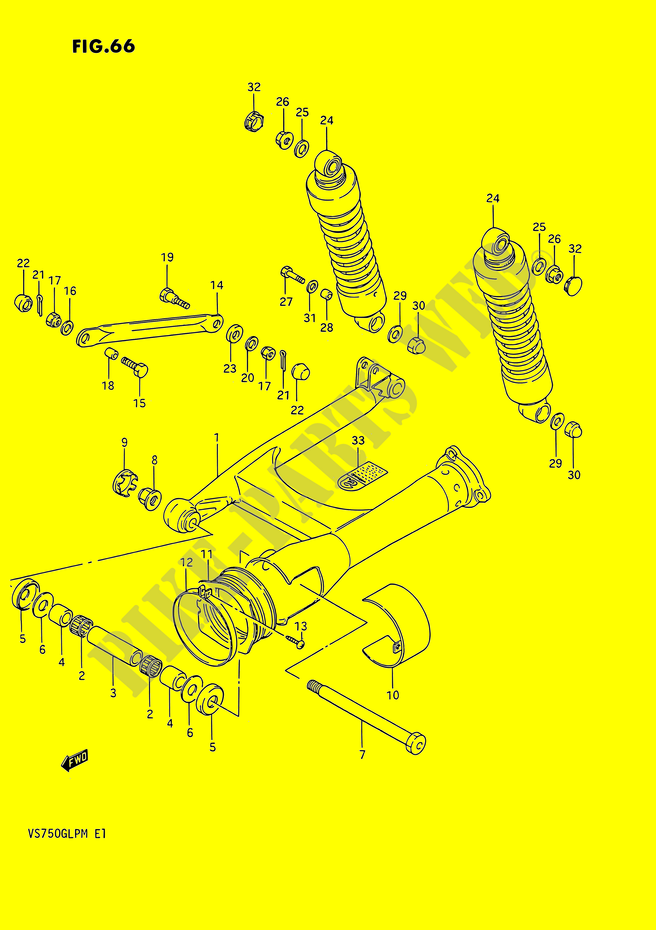 REAR SWING ARM (MODELE H/J/K/L/M) for Suzuki INTRUDER 750 1988