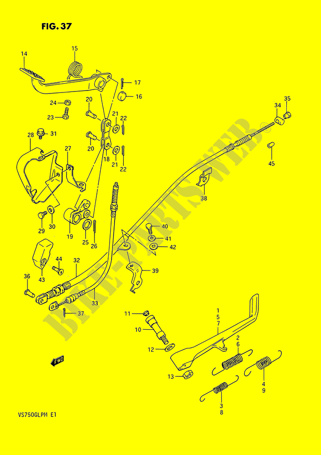 SIDE STAND   REAR BRAKE PEDAL (MODELE G/H/J/K/L/M) for Suzuki INTRUDER 750 1988