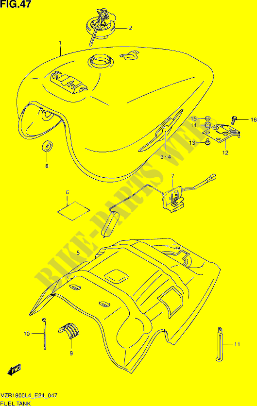 FUEL TANK (VZR1800L4 E24) for Suzuki INTRUDER 1800 2014